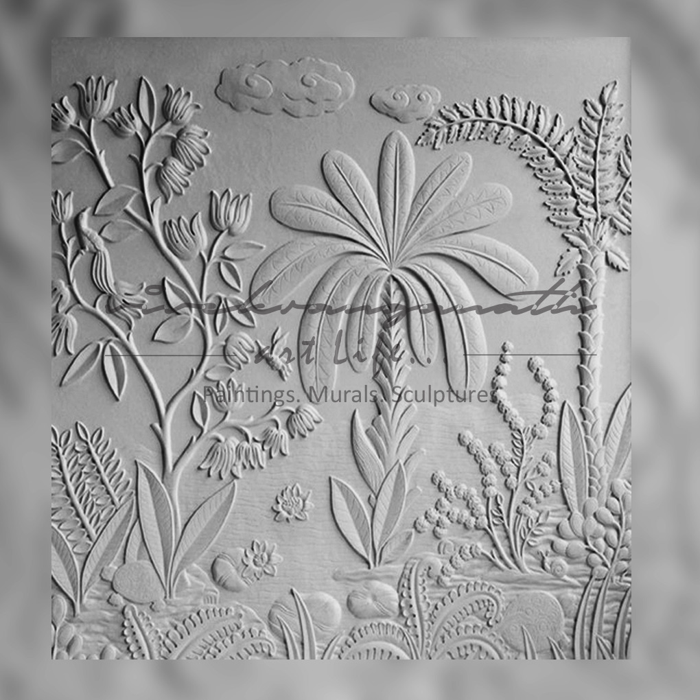 Semi realistic Nature frp mural with Grey Coloring finish