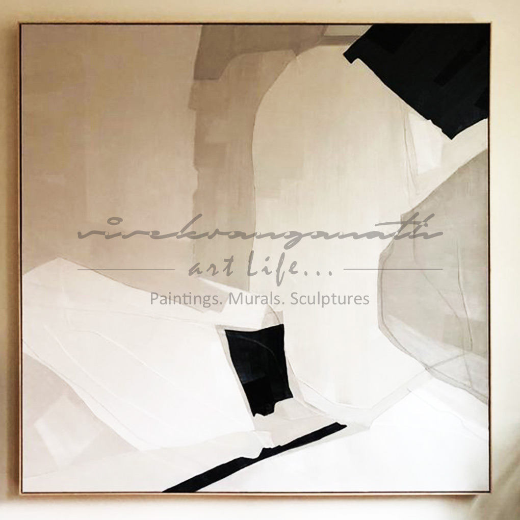 Untitled Abstract Acyrlic Painting On Canvas With Frame